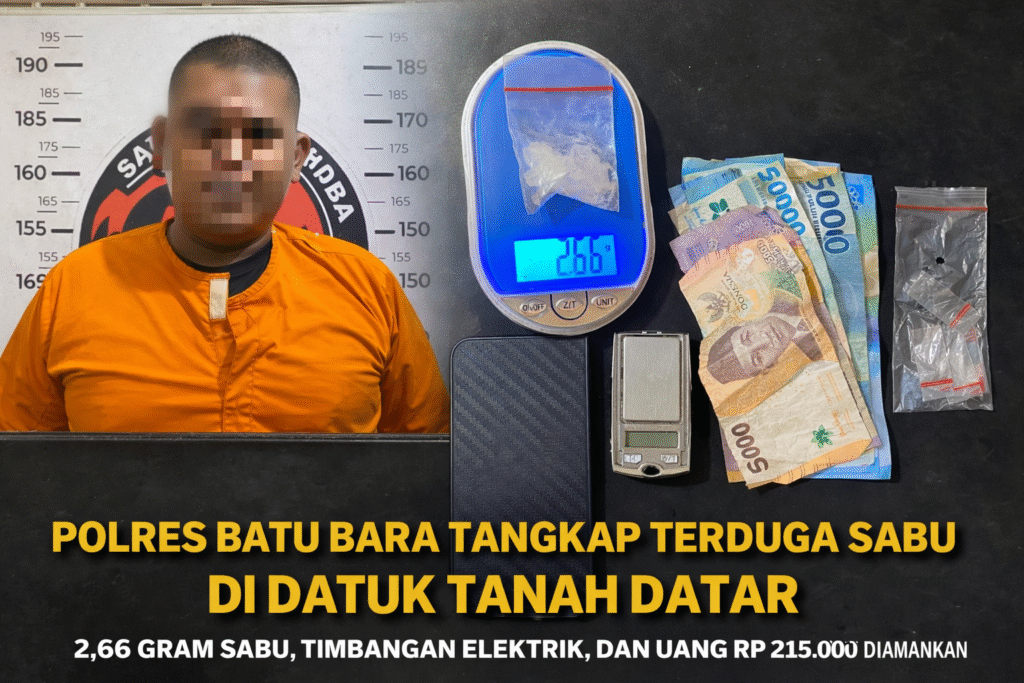 Polres Batu Bara Tangkap Terduga Pengedar Sabu, 2,66 Gram Diamankan