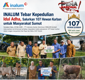 INALUM Tebar Kepedulian Idul Adha, Salurkan 107 Hewan Kurban untuk Masyarakat Sumut