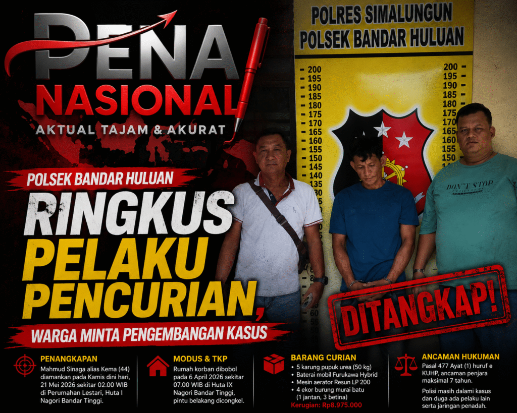 POLSEK BANDAR HULUAN RINGKUS PELAKU PENCURIAN, WARGA MINTA PENGEMBANGAN KASUS
