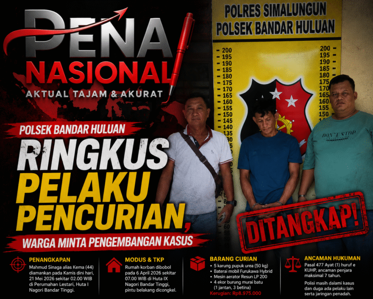 POLSEK BANDAR HULUAN RINGKUS PELAKU PENCURIAN, WARGA MINTA PENGEMBANGAN KASUS