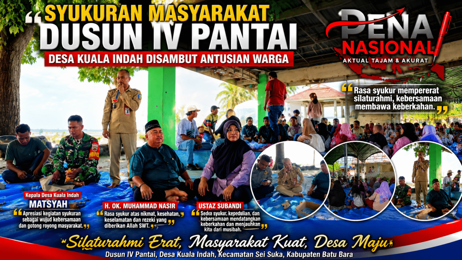 SYUKURAN MASYARAKAT DUSUN IV PANTAI DESA KUALA INDAH DISAMBUT ANTUSIAS WARGA.
