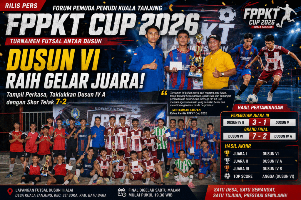 FPPKT Cup 2026 Berakhir Meriah, Dusun VI Tampil Perkasa dan Sabet Gelar Juara