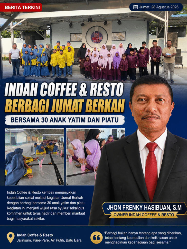 INDAH COFFEE & RESTO GELAR JUMAT BERKAH, BERBAGI BERSAMA 30 ANAK YATIM DAN PIATU