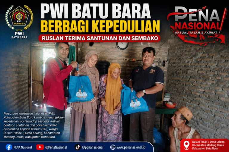 PWI Batu Bara Berbagi Kepedulian, Ruslan Terima Santunan dan Sembako
